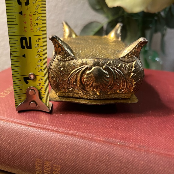 VTG Silver Stone Floral Trinket Box White Enamel Lid Red Velvet Lining Japan - Picture 6 of 14